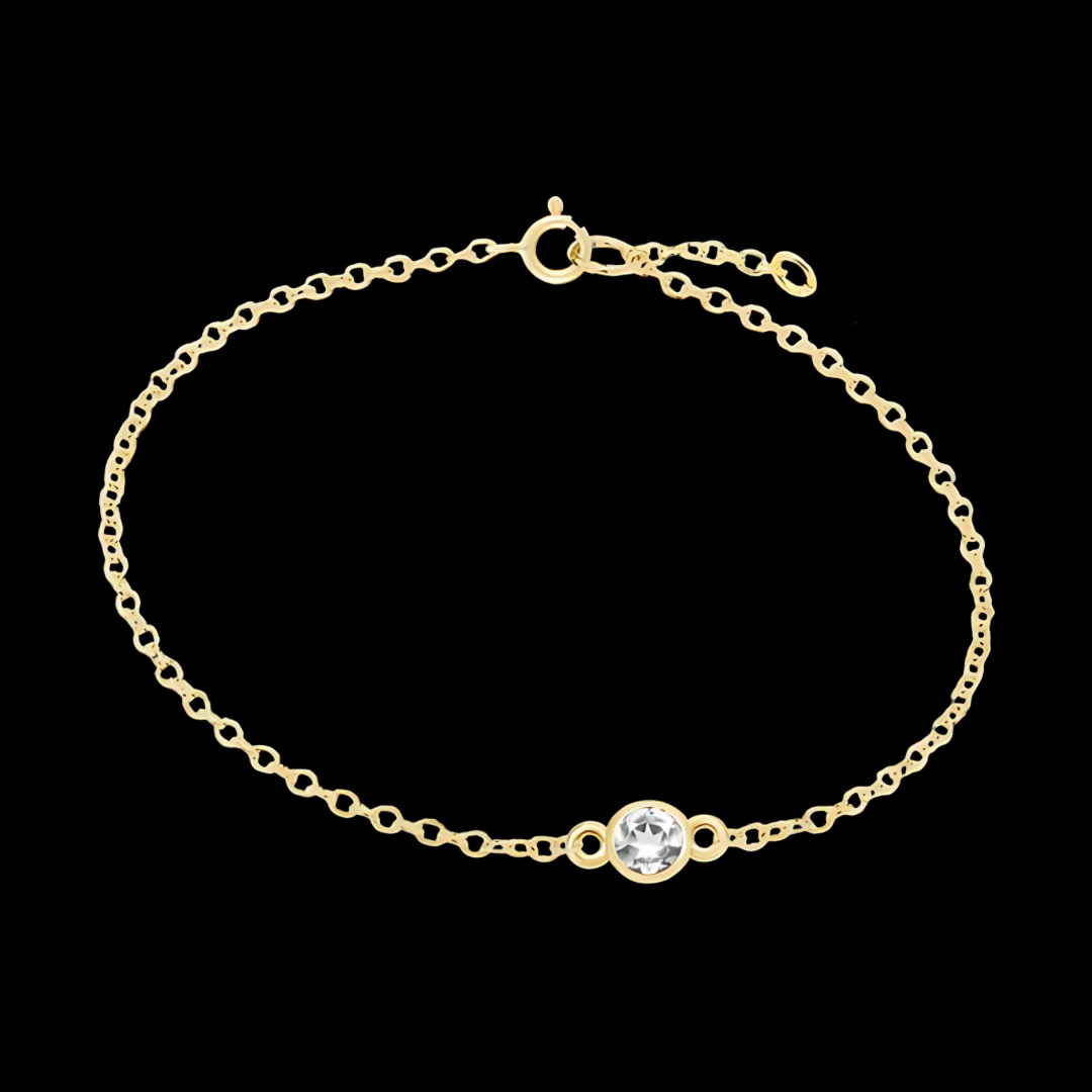 Solid Gold Birthstone Bracelet - April