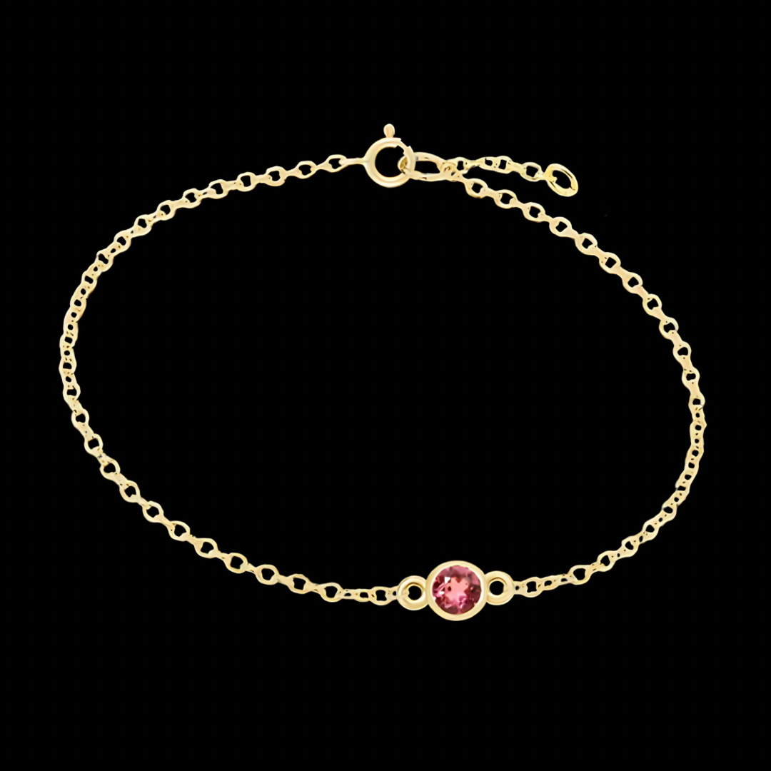 Solid Gold Birthstone Bracelet - October