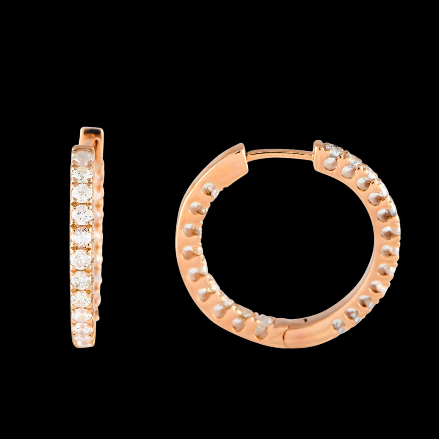 Inside Out Diamond Hoop Earrings -14k Rose Gold