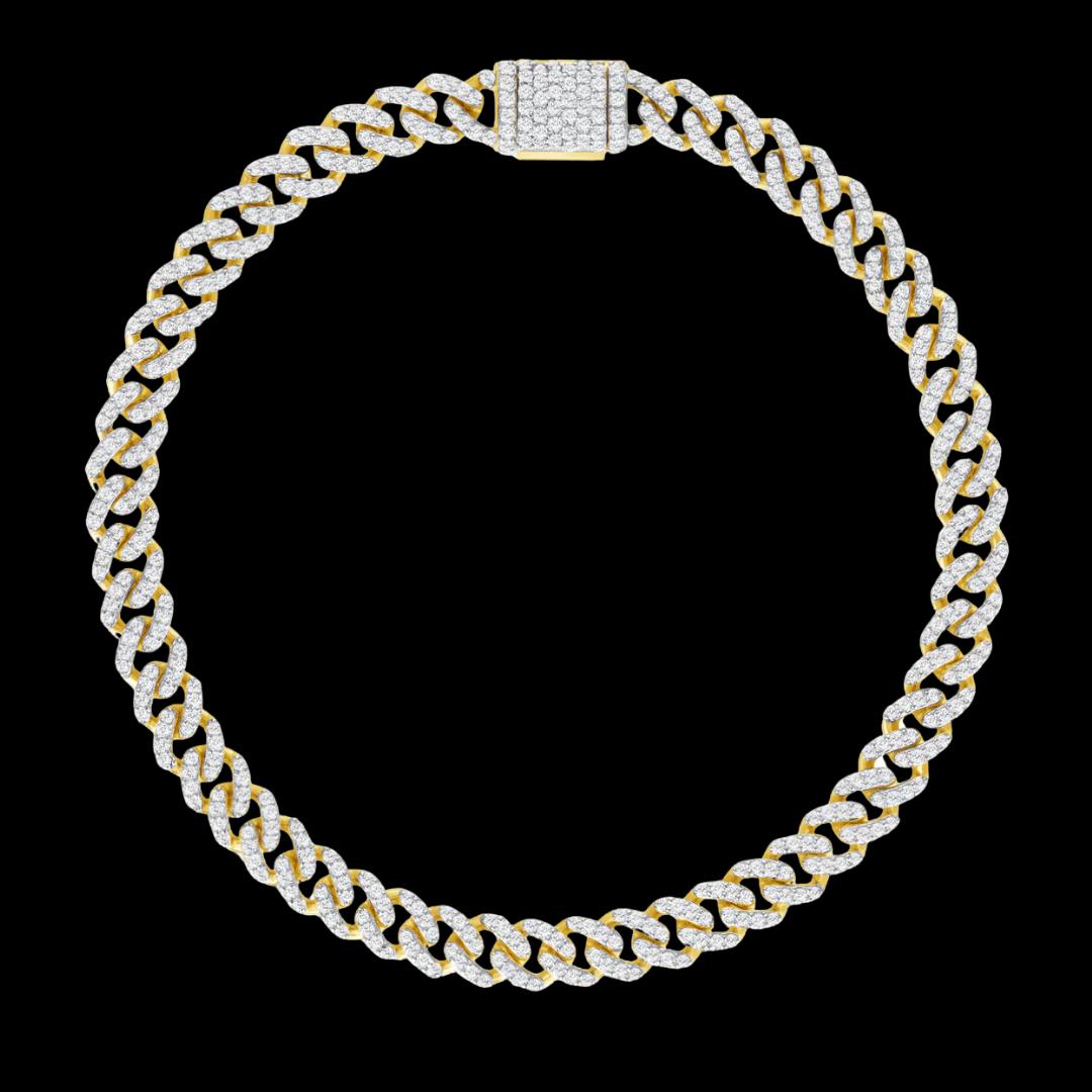 Pre-Order: 14k Yellow Gold Miami Cuban Diamond Bracelet (3mm)