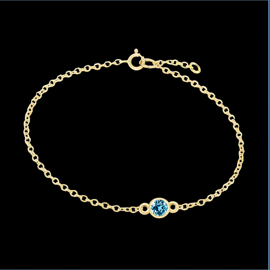 Solid Gold Birthstone Bracelet - December