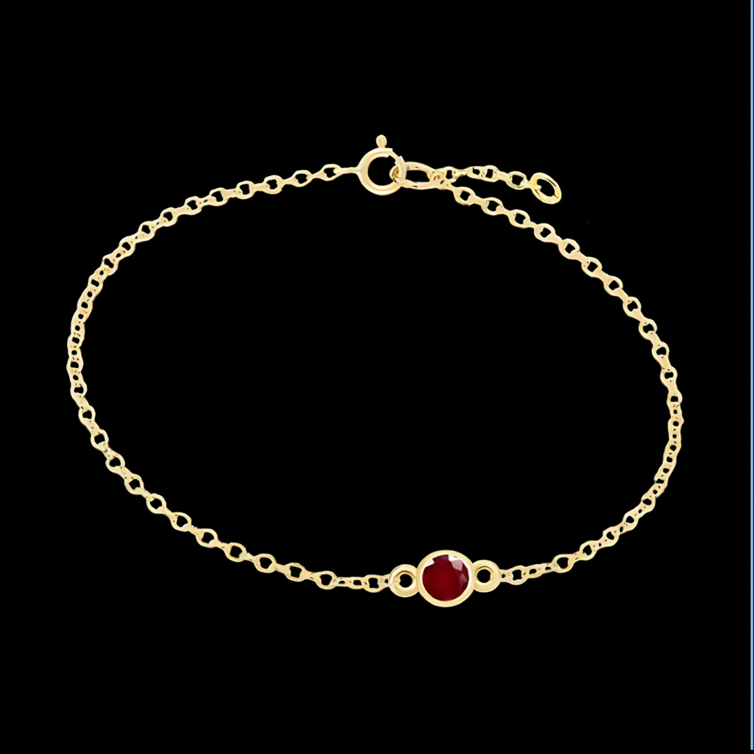 Solid Gold Birthstone Bracelet - July