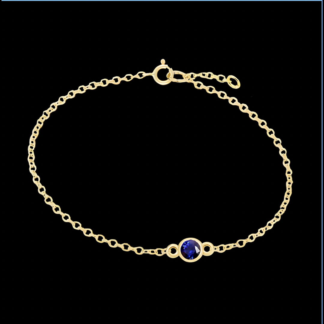 Solid Gold Birthstone Bracelet - September