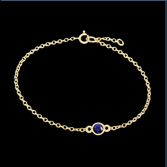 Solid Gold Birthstone Bracelet - September