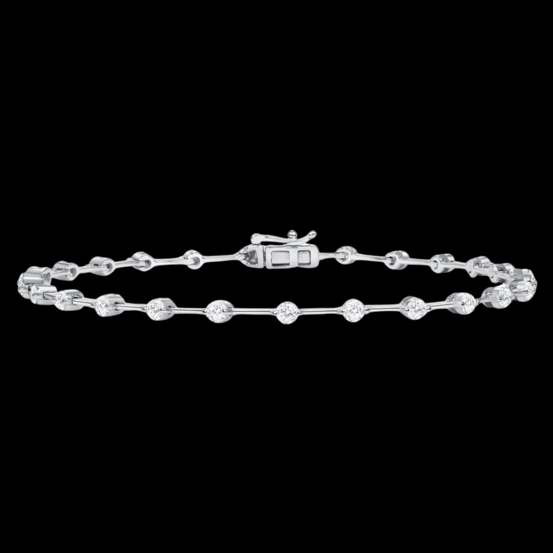 Pre-Order: Bezel Setting Diamond White Gold Bracelet