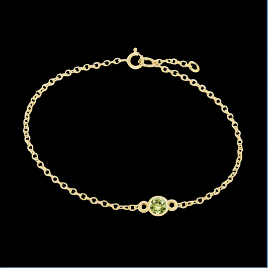 Solid Gold Birthstone Bracelet - August