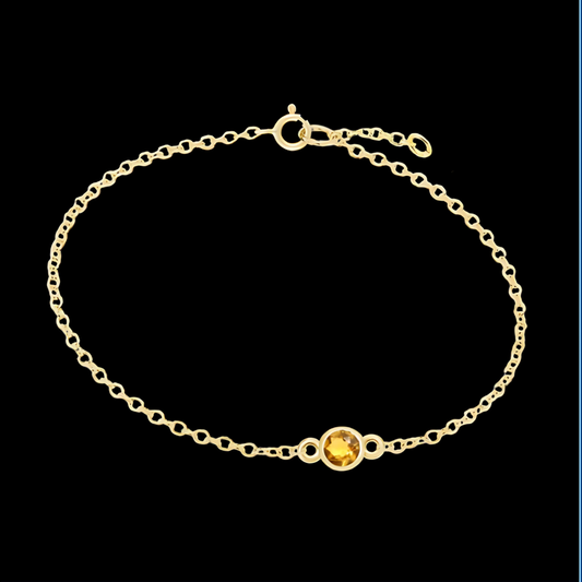 Solid Gold Birthstone Bracelet - November