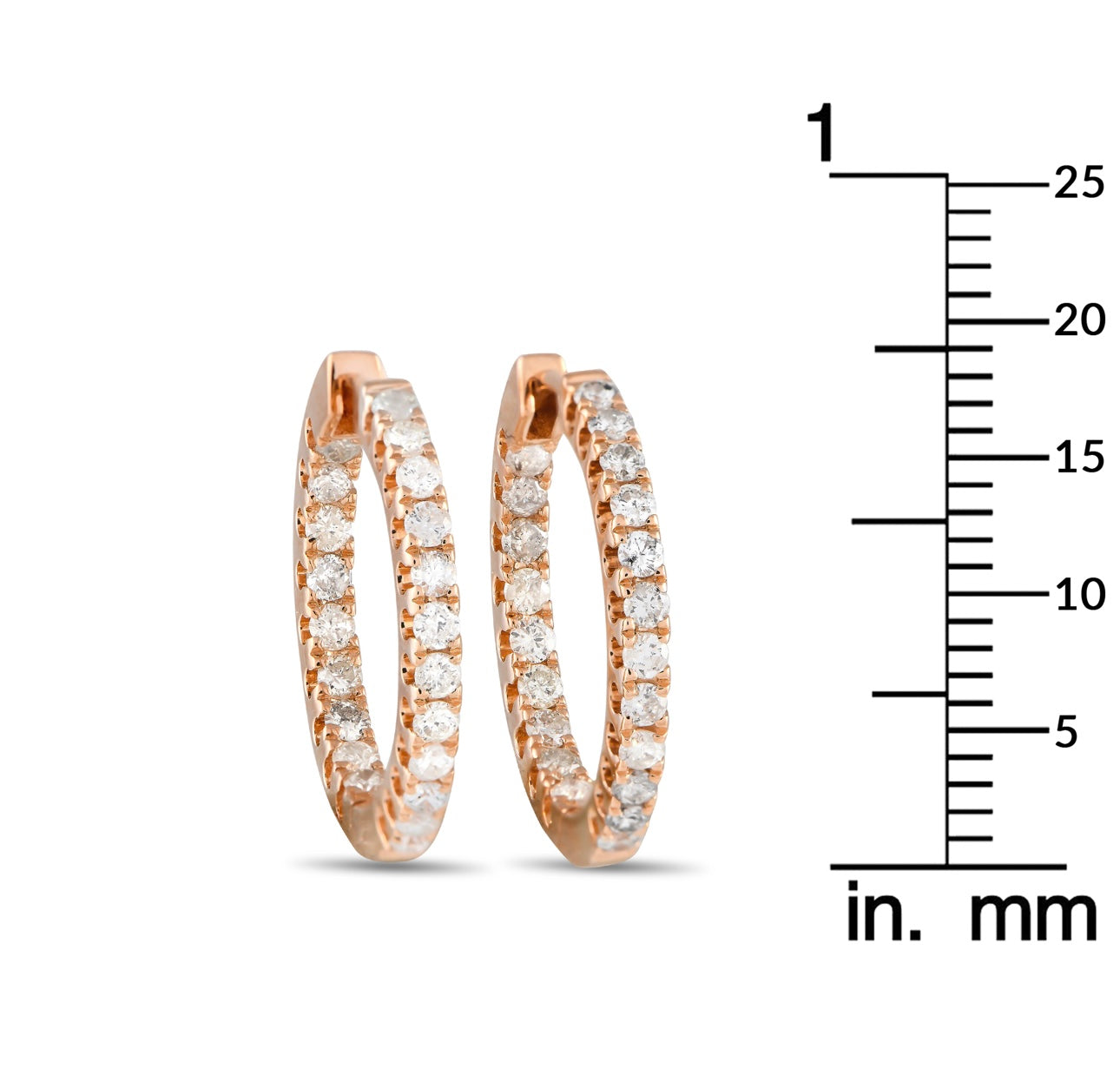 Inside Out Diamond Hoop Earrings -14k Rose Gold