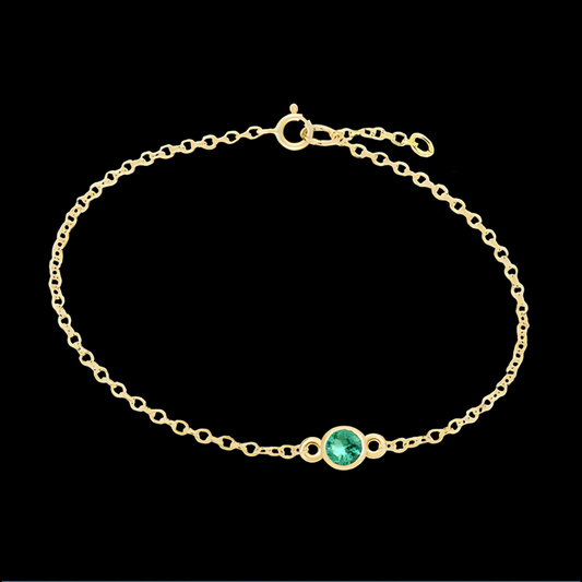 Solid Gold Birthstone Bracelet - May