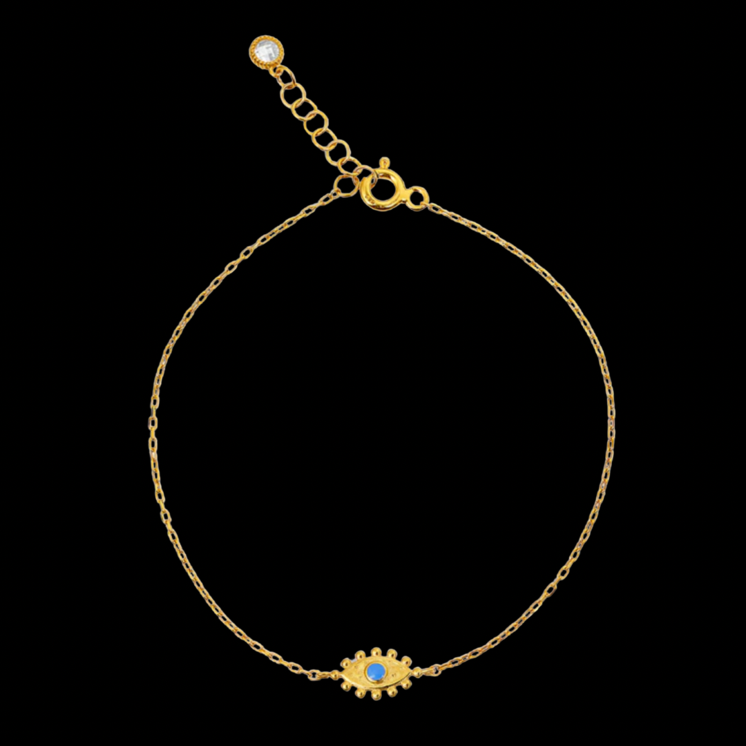 Pre-Order: Dainty 14k Yellow Gold Evil Eye Bracelet