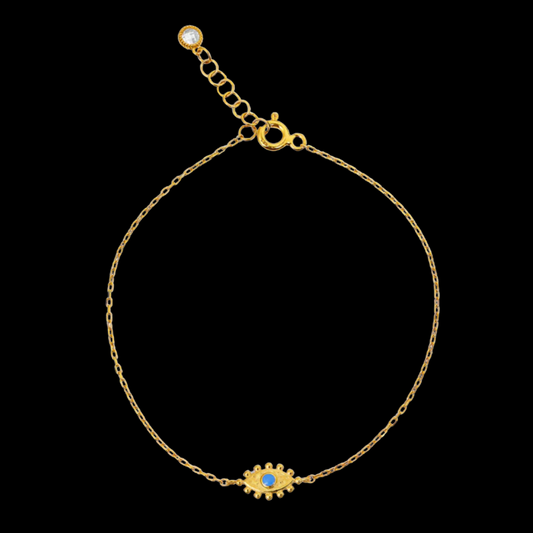 Pre-Order: Dainty 14k Yellow Gold Evil Eye Bracelet