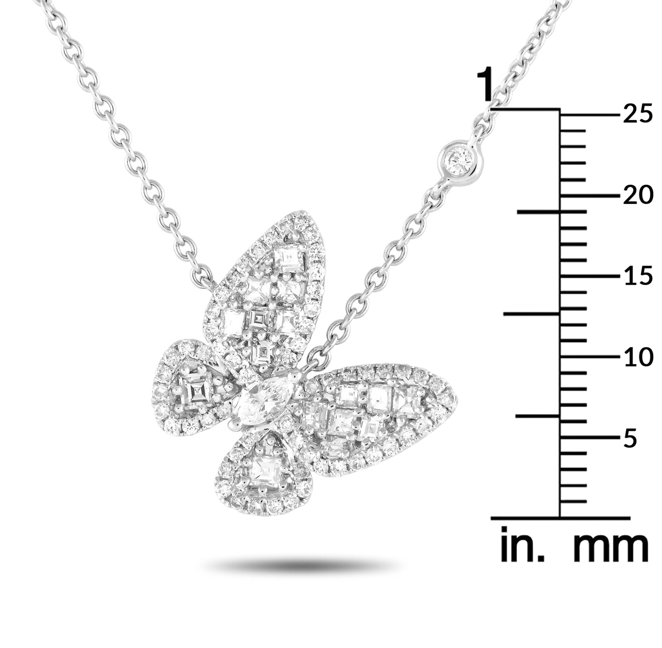 Butterfly Diamond Pendant - 18k White Gold