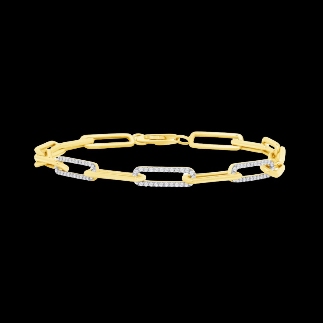 Pre-Order: 14k Gold Diamond Paperclip Bracelet