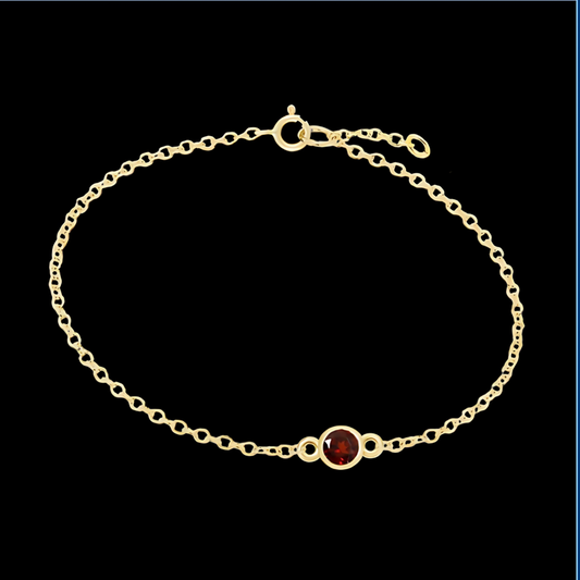 Solid Gold Birthstone Bracelet - January