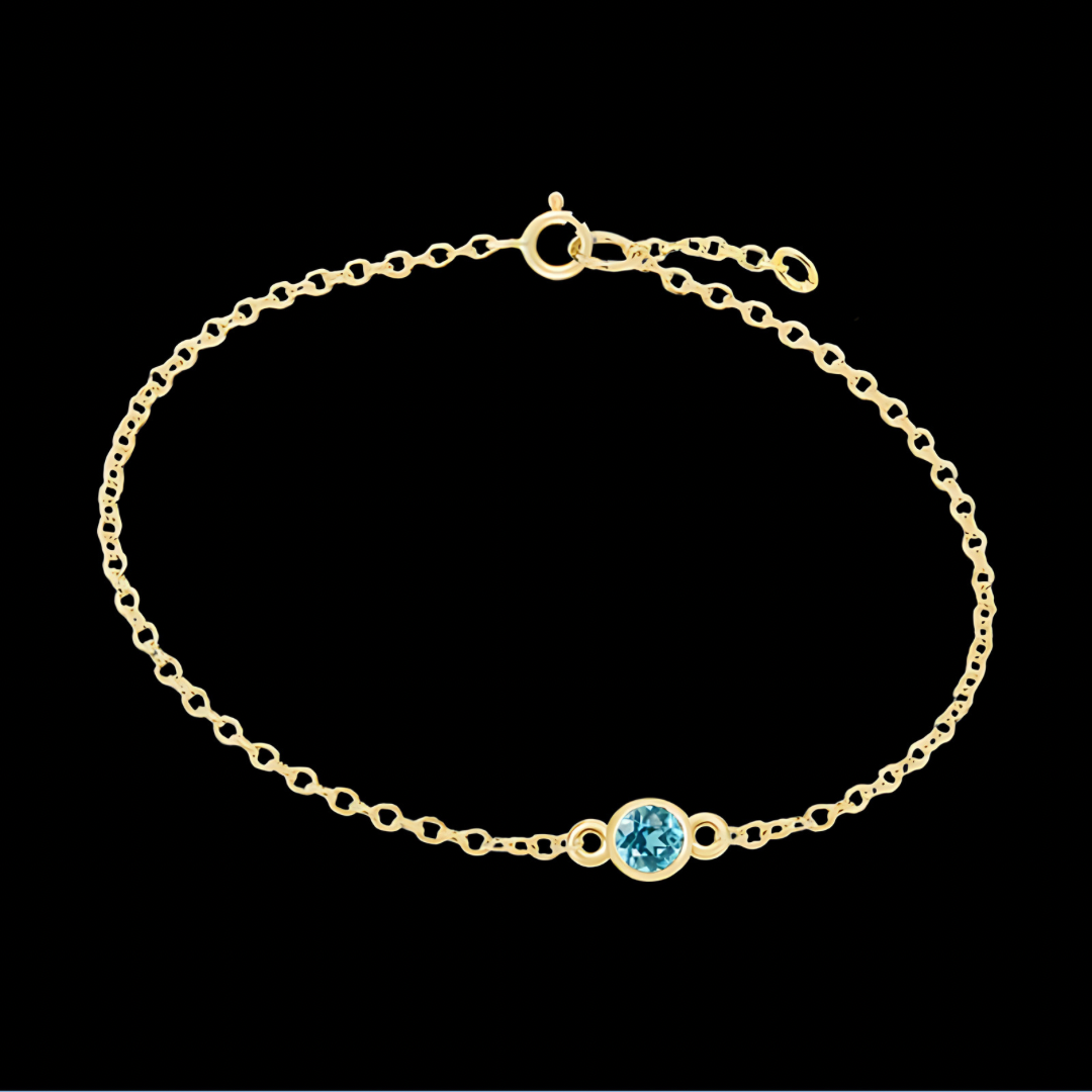 Solid Gold Birthstone Bracelet - March