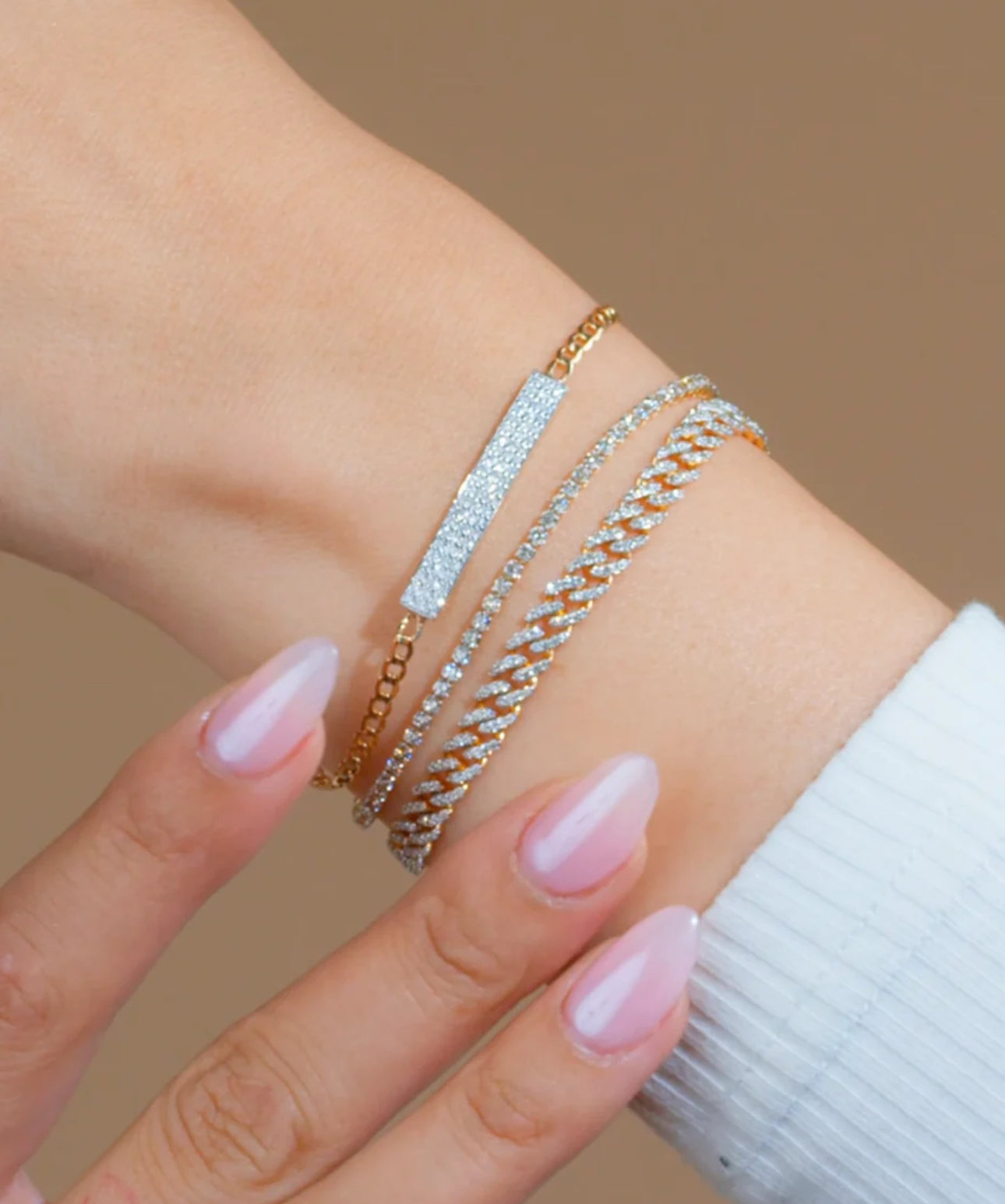 Pre-Order: Diamond Pave Bar Curb Link Bracelet