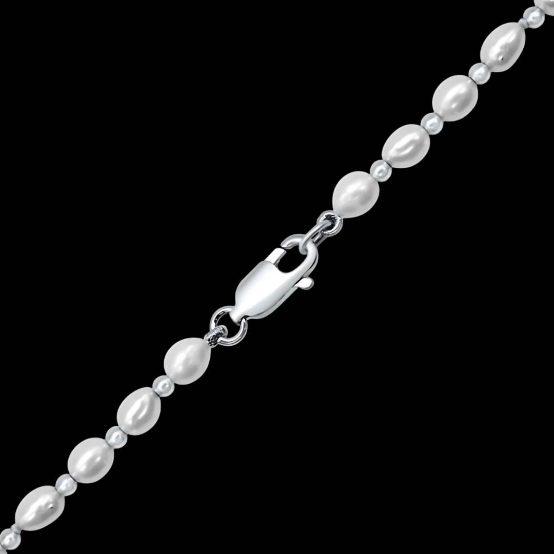 Beaded Pearl Bracelet in 14k White Gold - 4mm