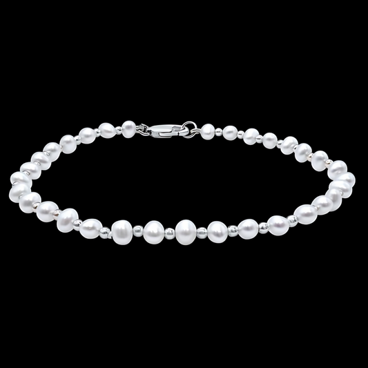 Beaded Pearl Bracelet in 14k White Gold - 4mm