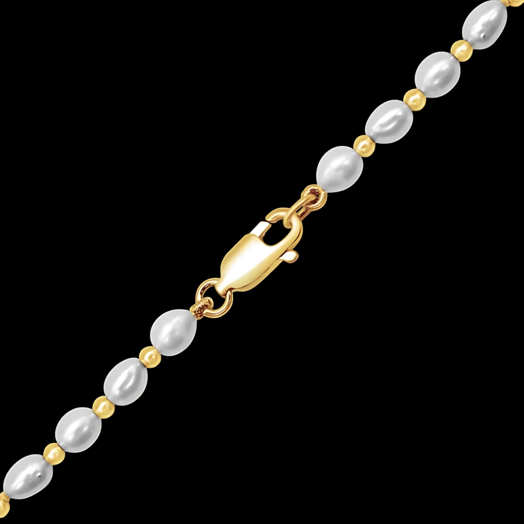 Beaded Pearl Bracelet in 14k Yellow Gold - 4mm