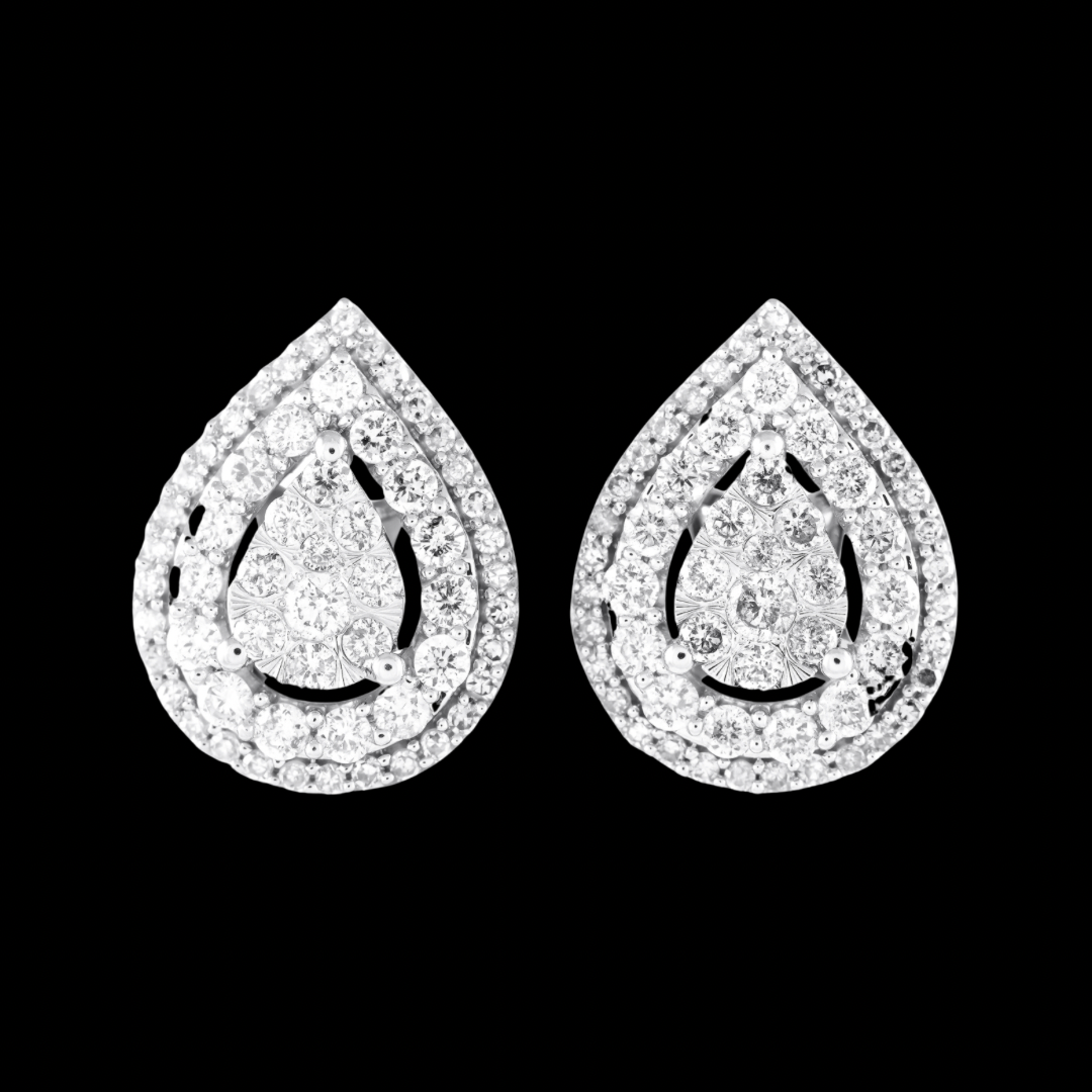 Pear Shape Stud Diamond Earrings(1.0ctw)