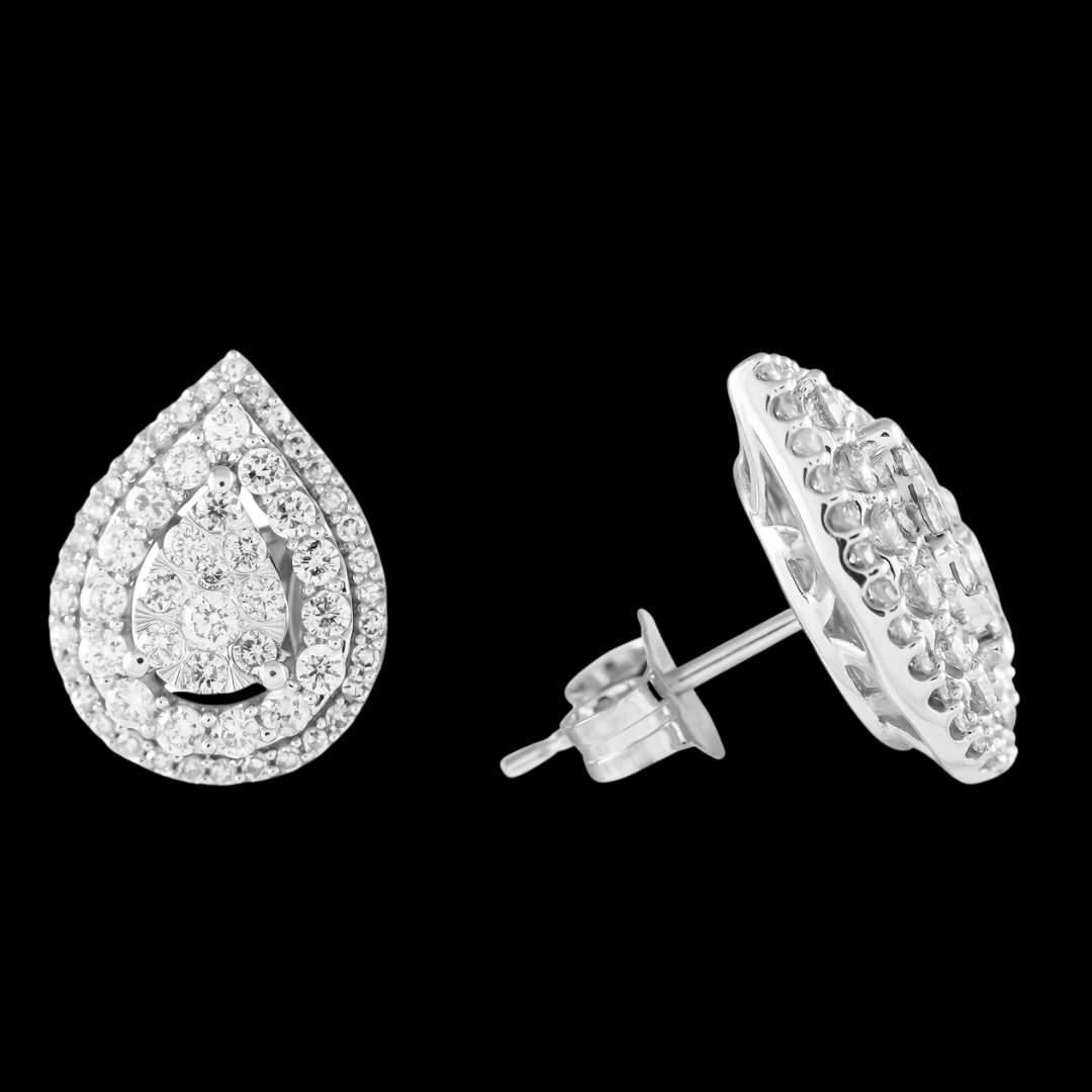 Pear Shape Stud Diamond Earrings(1.0ctw)