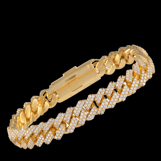 Diamond Miami Cuban Link Bracelet- 14k Yellow Gold