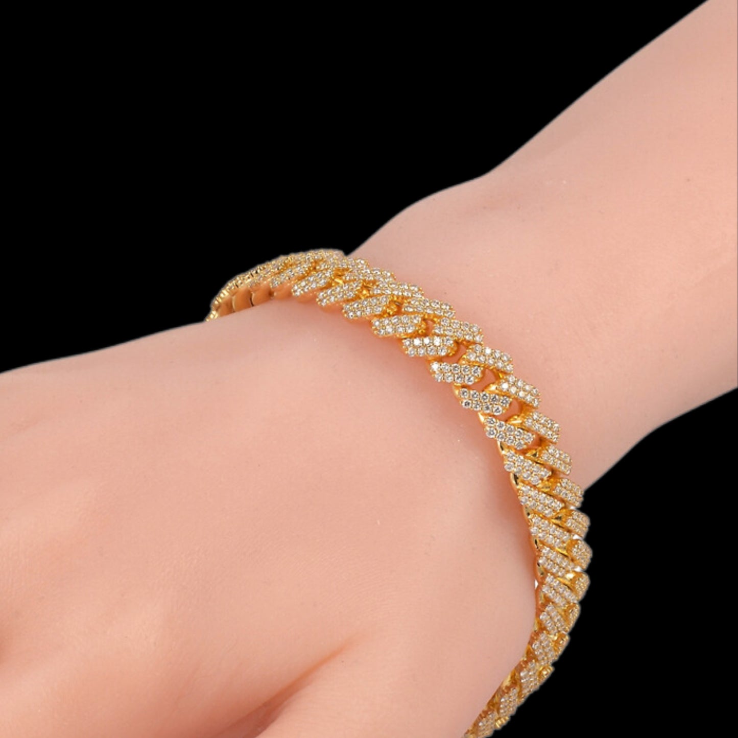 Diamond Miami Cuban Link Bracelet- 14k Yellow Gold