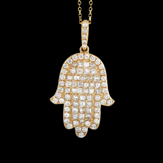 Hamsa Diamond Pendant Necklace