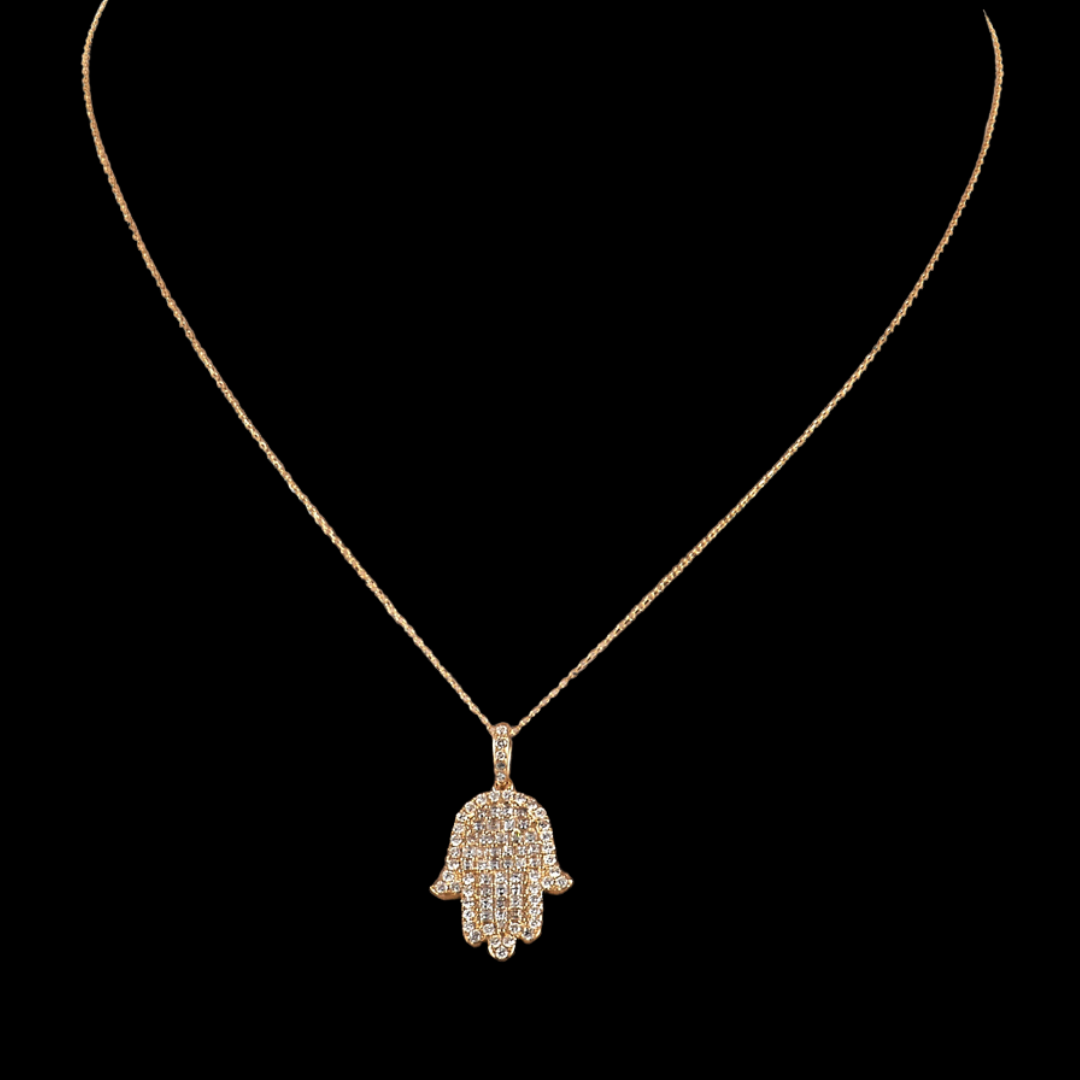 Hamsa Diamond Pendant Necklace