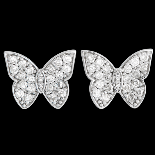 Butterfly Diamond Earrings - 14k White Gold