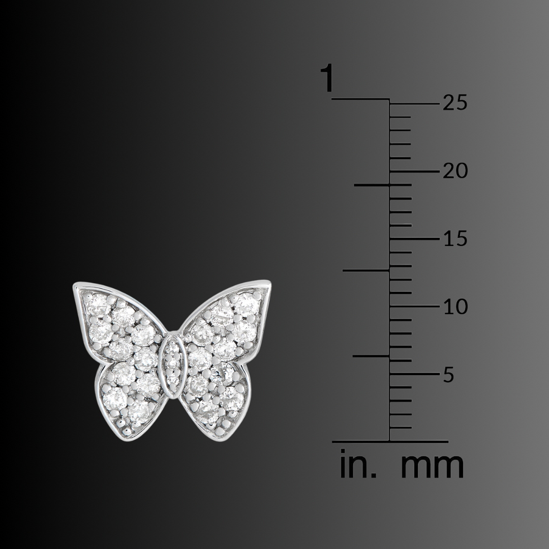 Butterfly Diamond Earrings - 14k White Gold