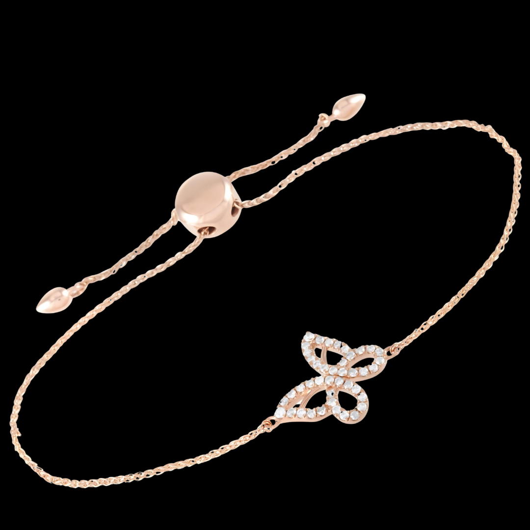 Butterfly Adjustable Diamond Bracelet - 14k Rose Gold