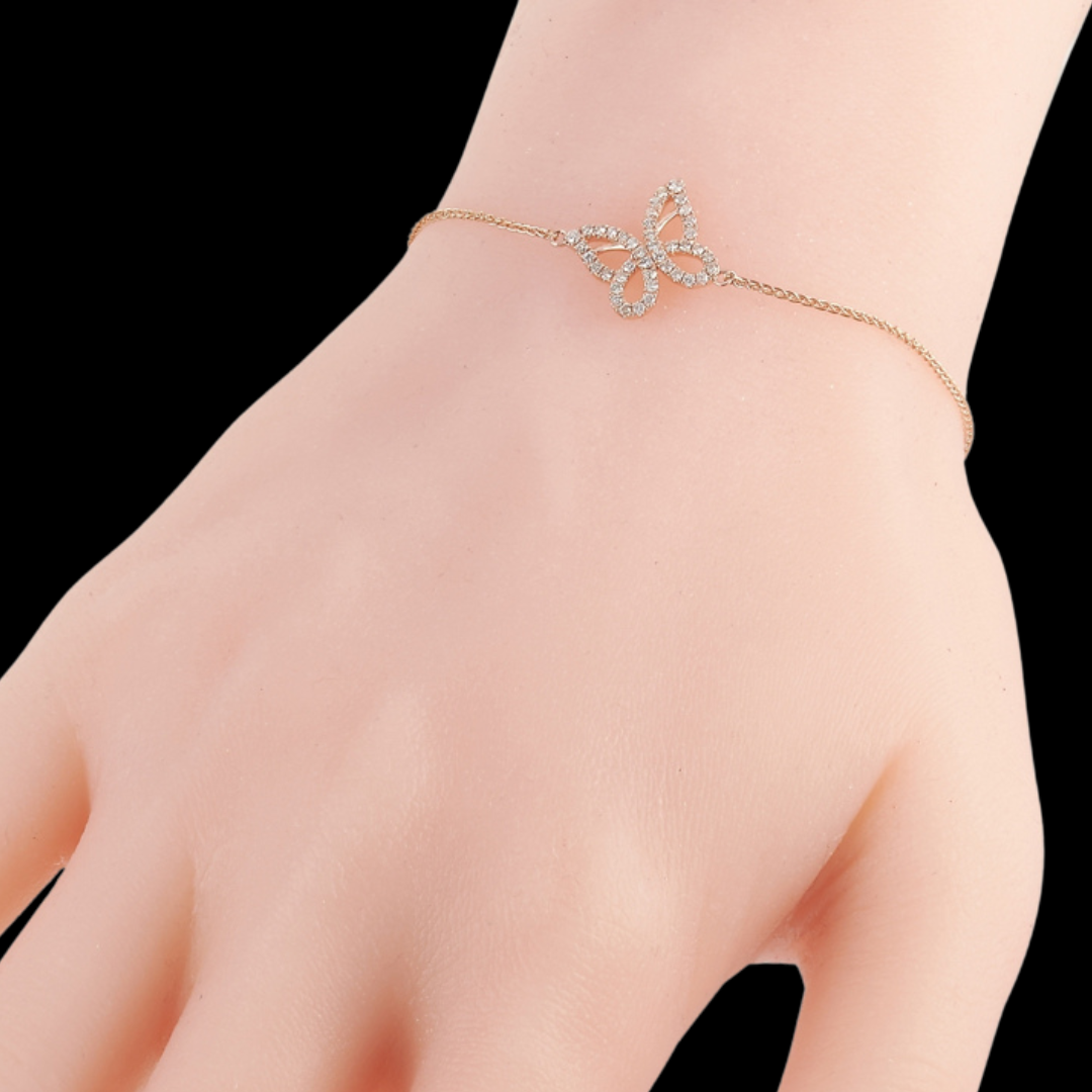 Butterfly Adjustable Diamond Bracelet - 14k Rose Gold