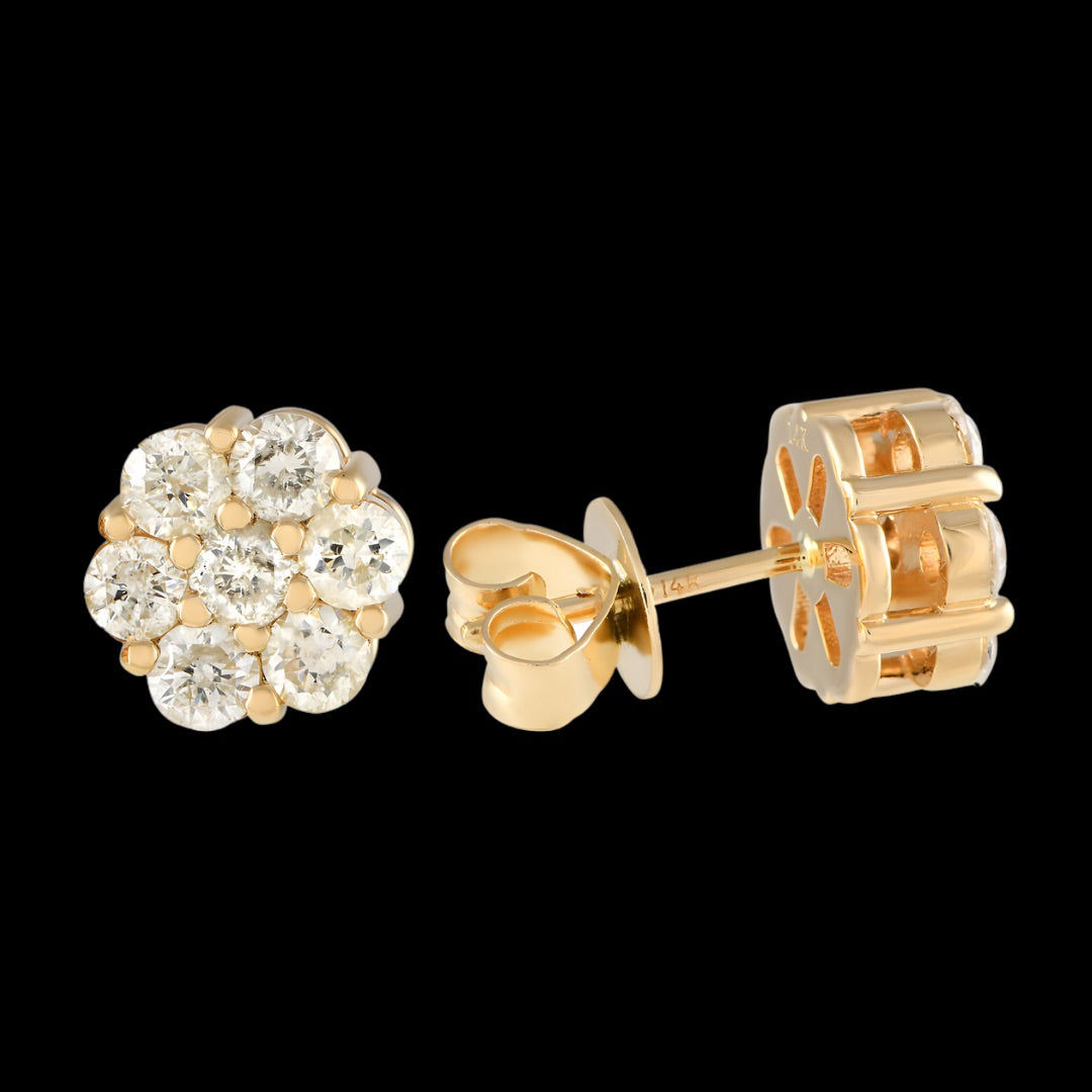 Cluster Diamond Earrings - 14k Gold(1.25ctw)