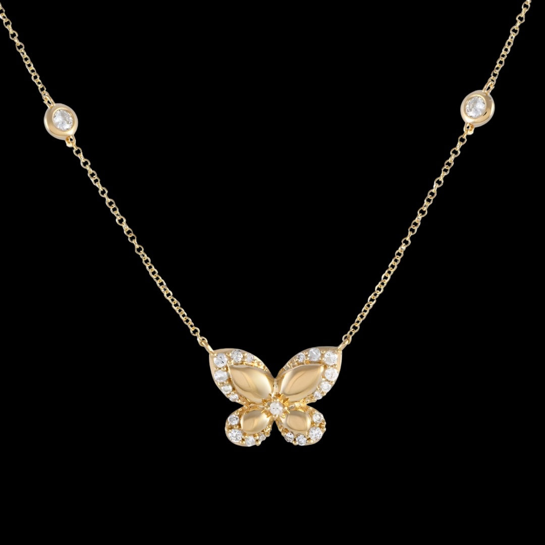 Butterfly Pendant - 14k Yellow Gold