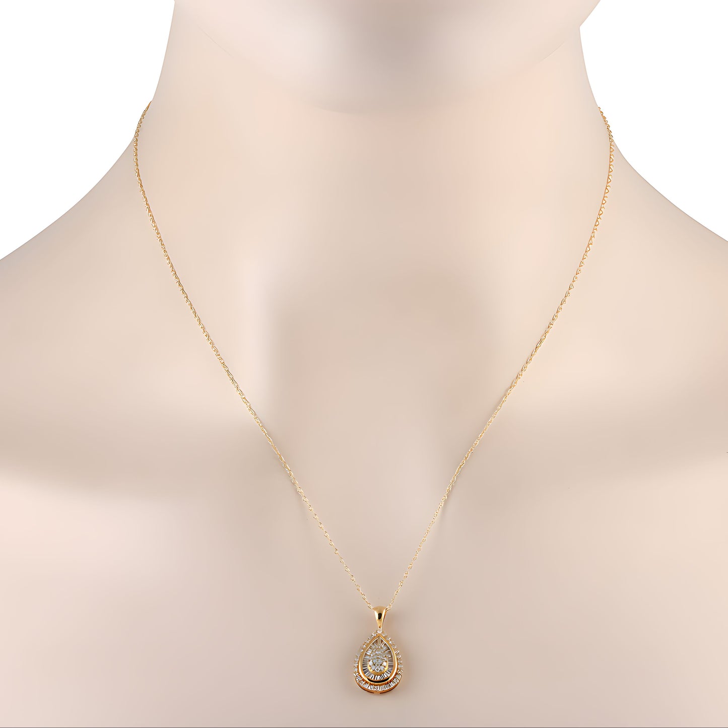 Diamond Pear Pendant Necklace - 14k Yellow Gold