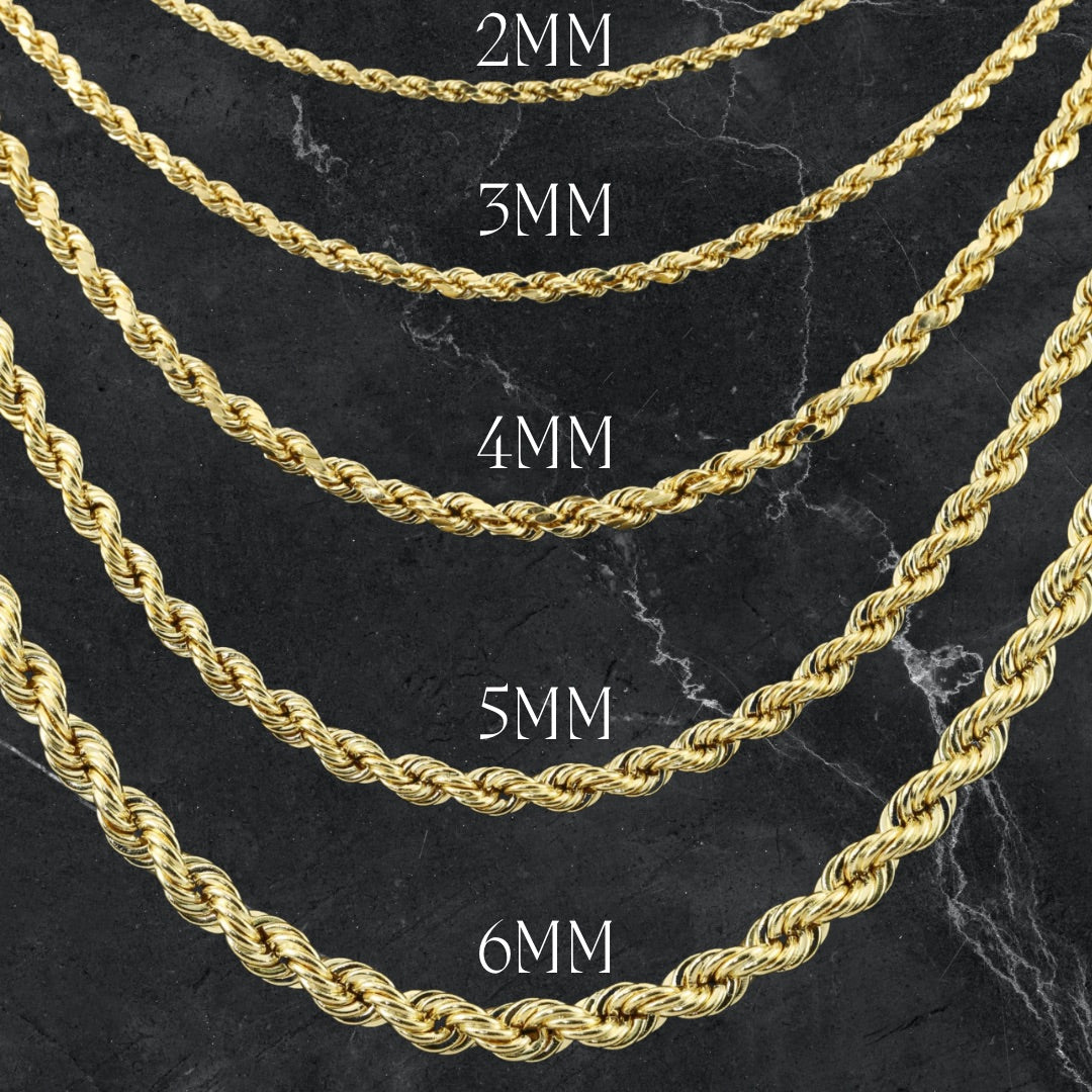 Light-weight Rope Chain Necklace - 14k Yellow Gold