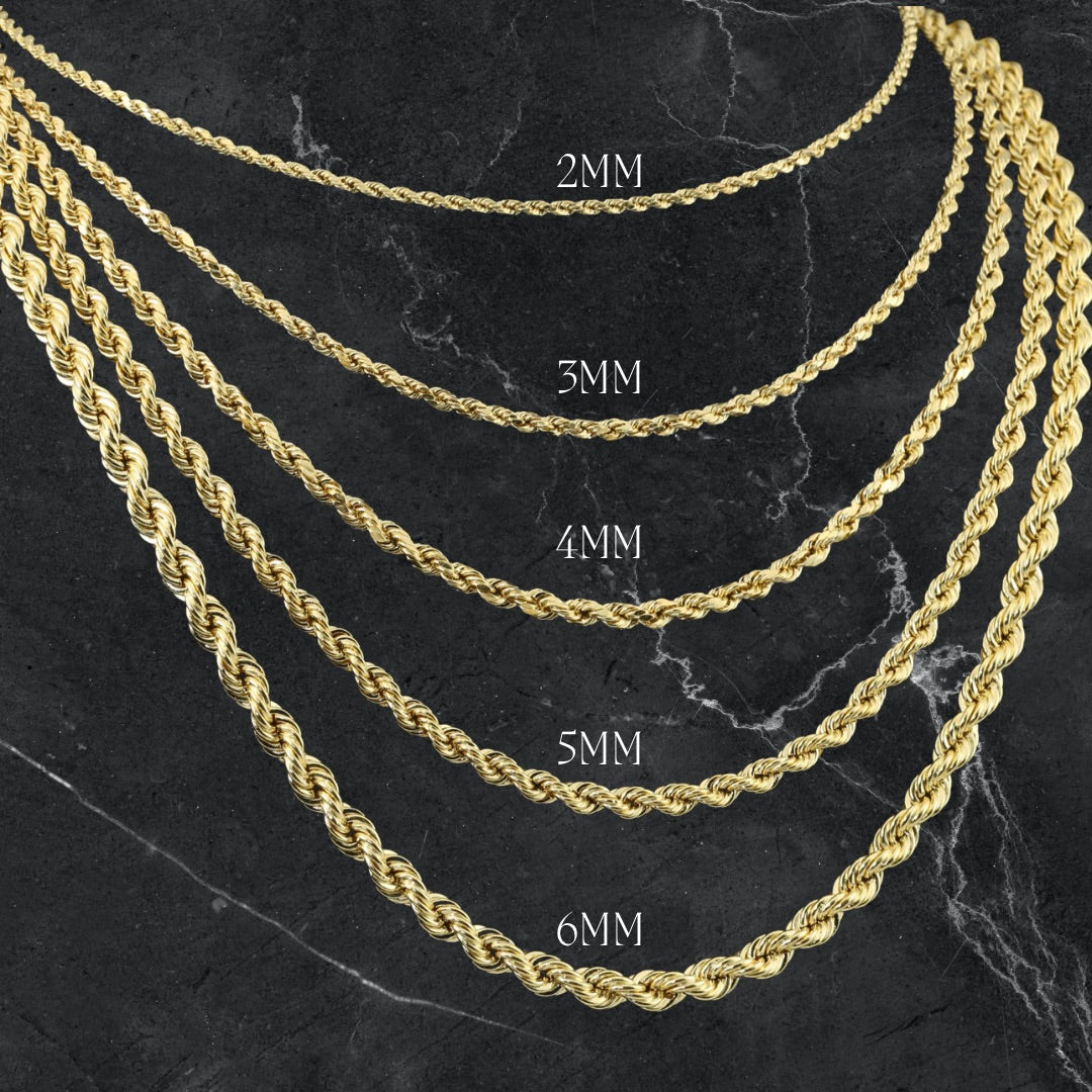 Light-weight Rope Chain Necklace - 14k Yellow Gold