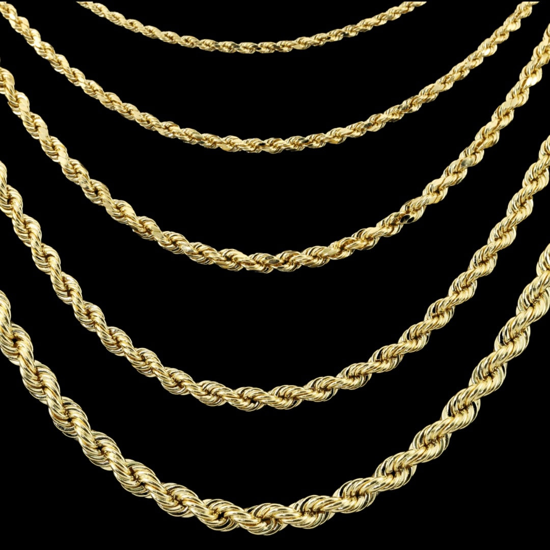 Light-weight Rope Chain Necklace - 14k Yellow Gold